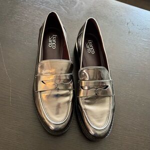 Franco Sarto Metallic Silver Loafers